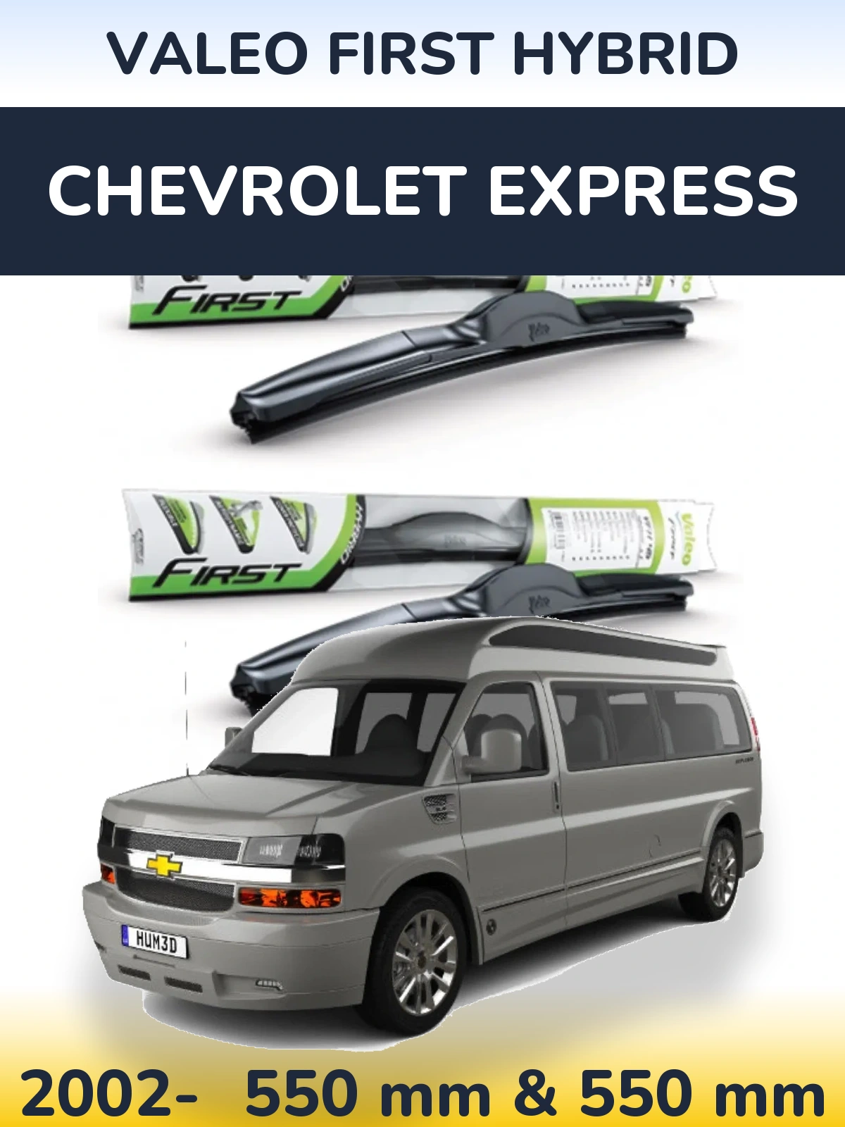 Комплект передніх щіток Valeo First Hybrid 550 & 550 мм для Chevrolet Express 2002-2026