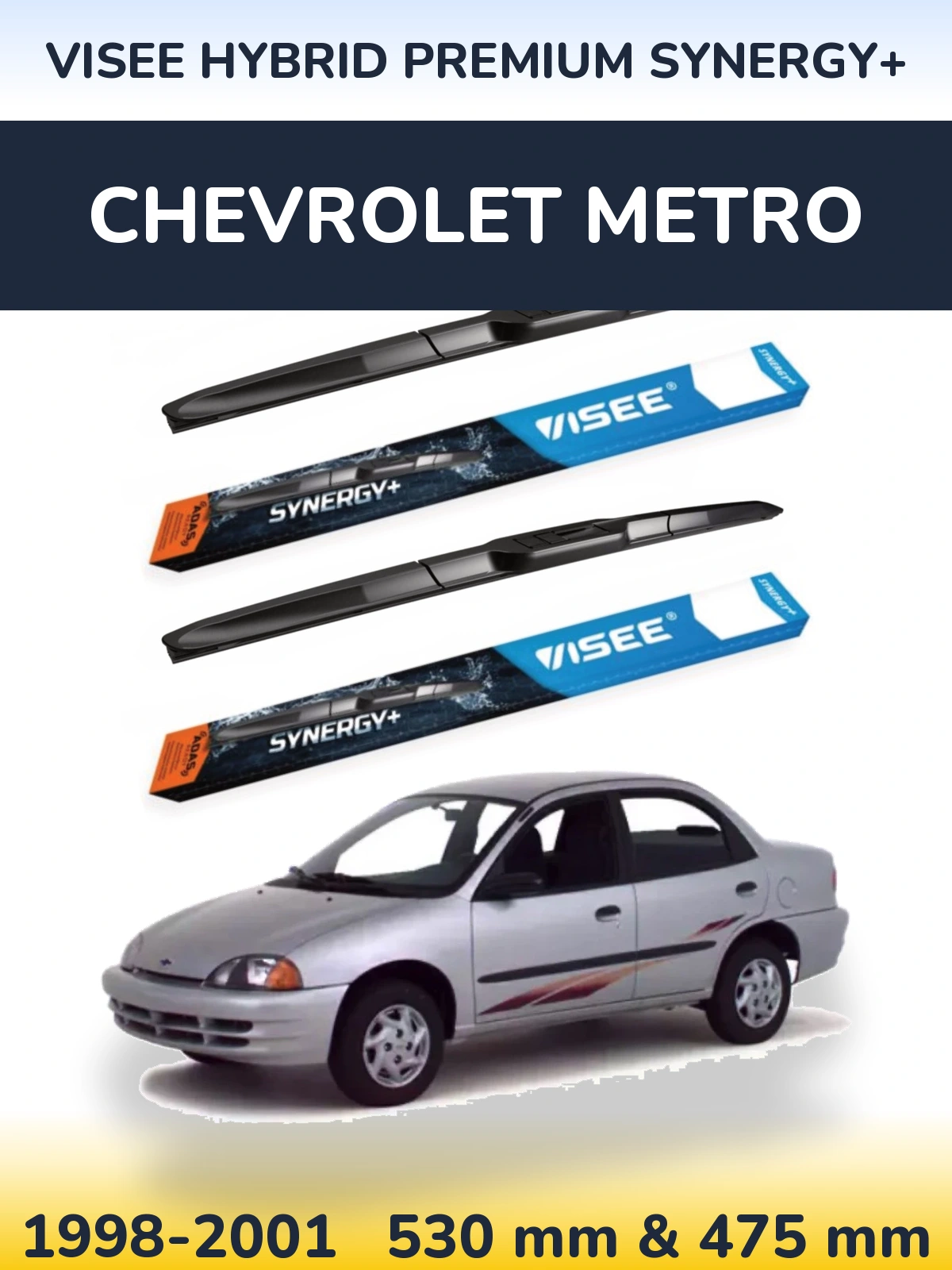 Комплект передніх щіток VISEE HYBRID PREMIUM SYNERGY+ 530 & 475 мм для Chevrolet Metro 1998-2001