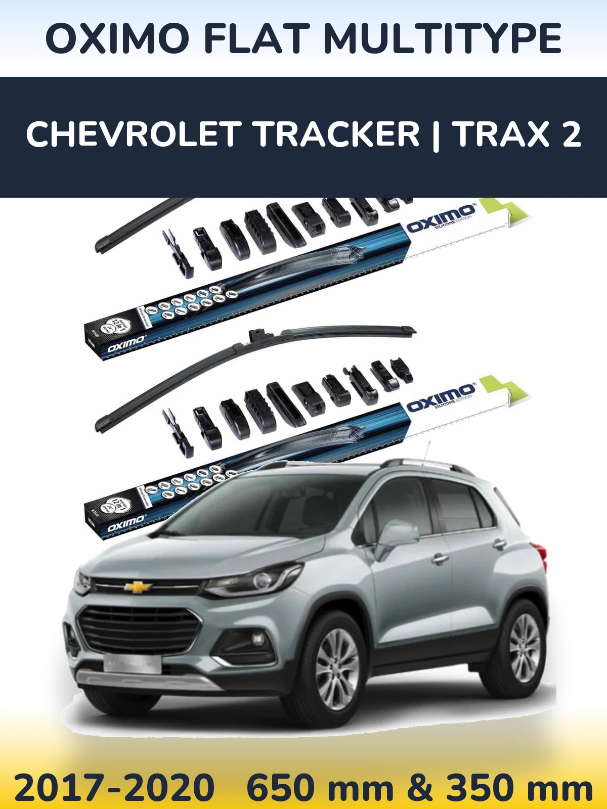 Комплект передніх щіток Oximo Flat MultiТипe 650 & 350 мм для Chevrolet Tracker | Trax 2 2017-2020