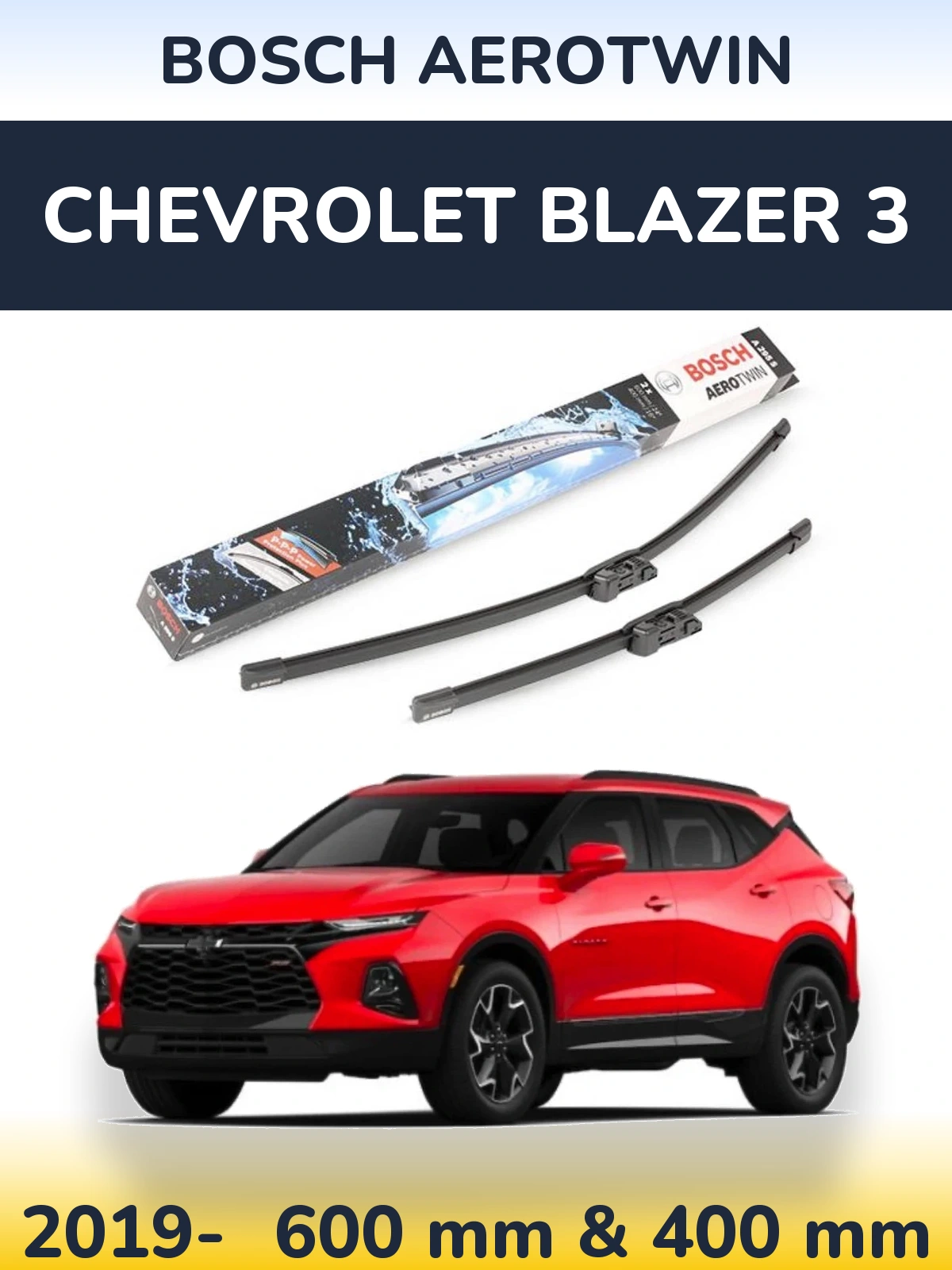 Комплект передних дворников BOSCH AeroTwin 600 & 400 мм для Chevrolet Blazer 3 2019-2026