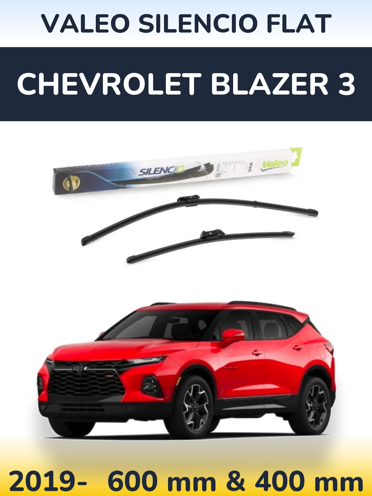 Front wiper blade set Valeo Silencio Flat 600 & 400 mm for Chevrolet Blazer 3 2019-2026