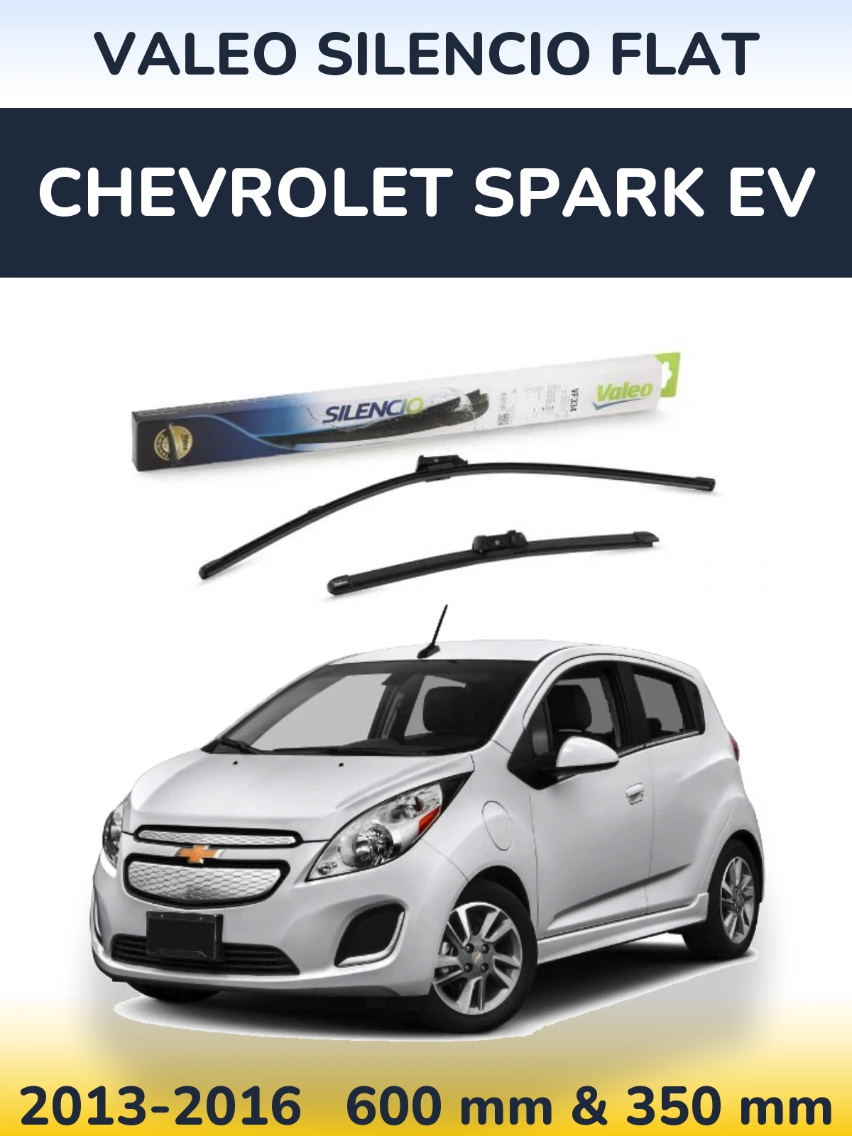 Front wiper blade set Valeo Silencio Flat 600 & 350 mm for Chevrolet Spark EV 2013-2016