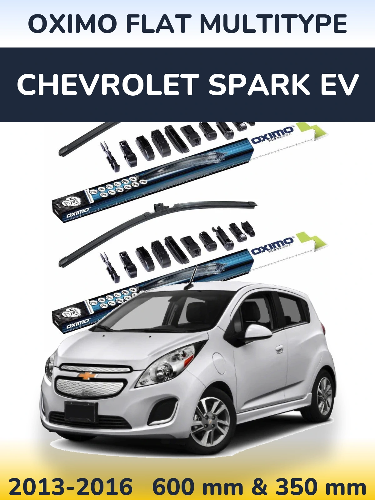 Front wiper blade set Oximo Flat MultiTipoe 600 & 350 mm for Chevrolet Spark EV 2013-2016