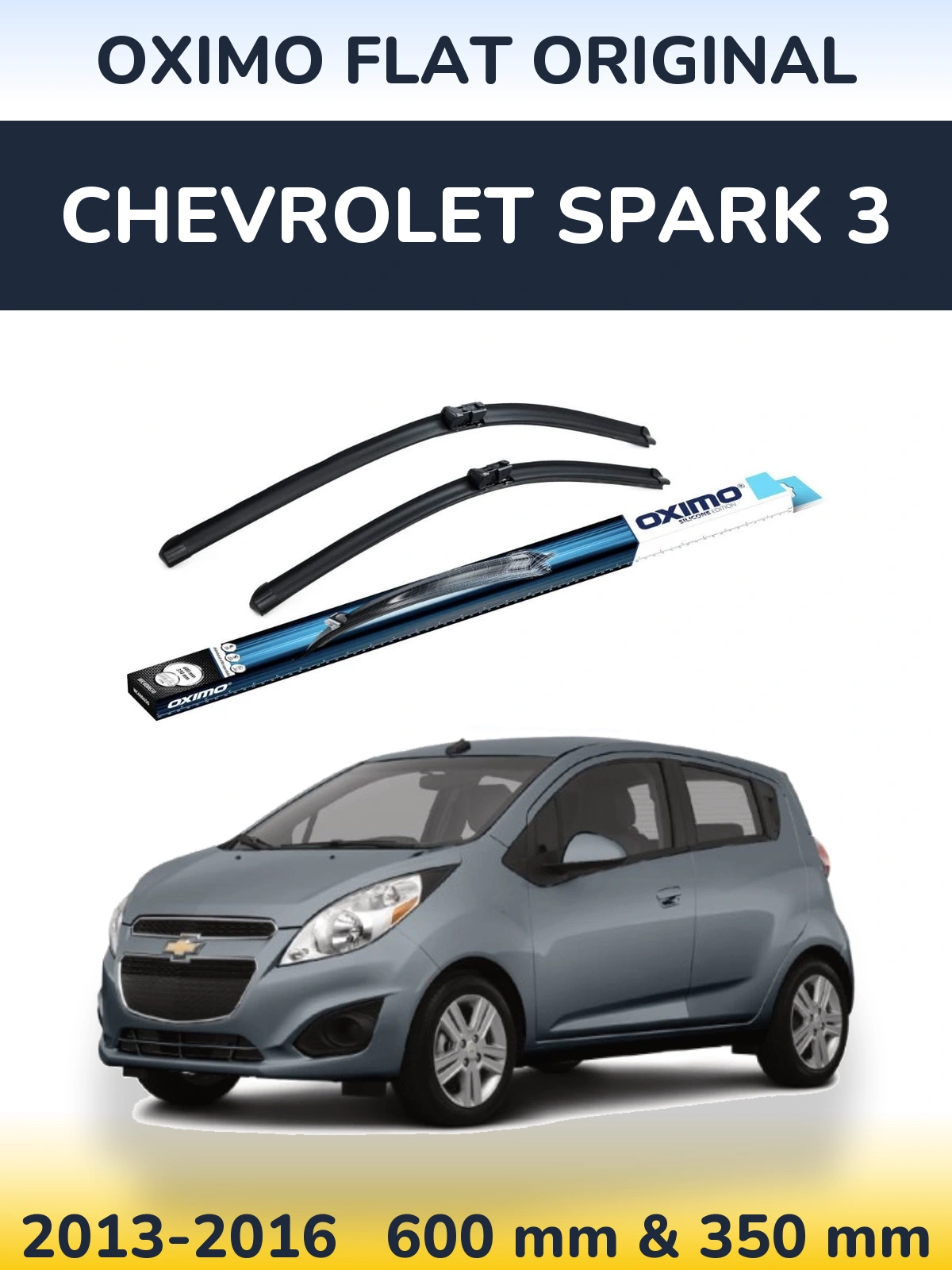 Front wiper blade set Oximo Flat Original 600 & 350 mm for Chevrolet Spark 3 2013-2016