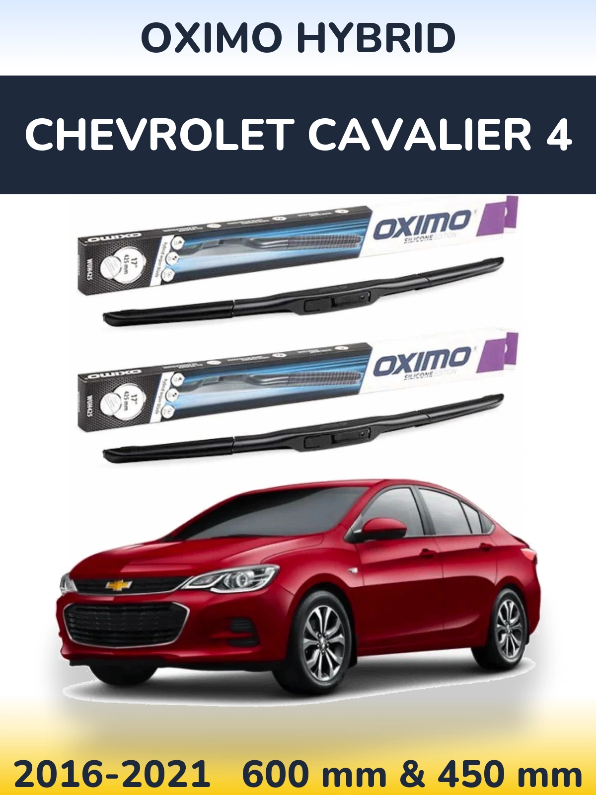 Front wiper blade set Oximo Hybrid 600 & 450 mm for Chevrolet Cavalier 4 2016-2021