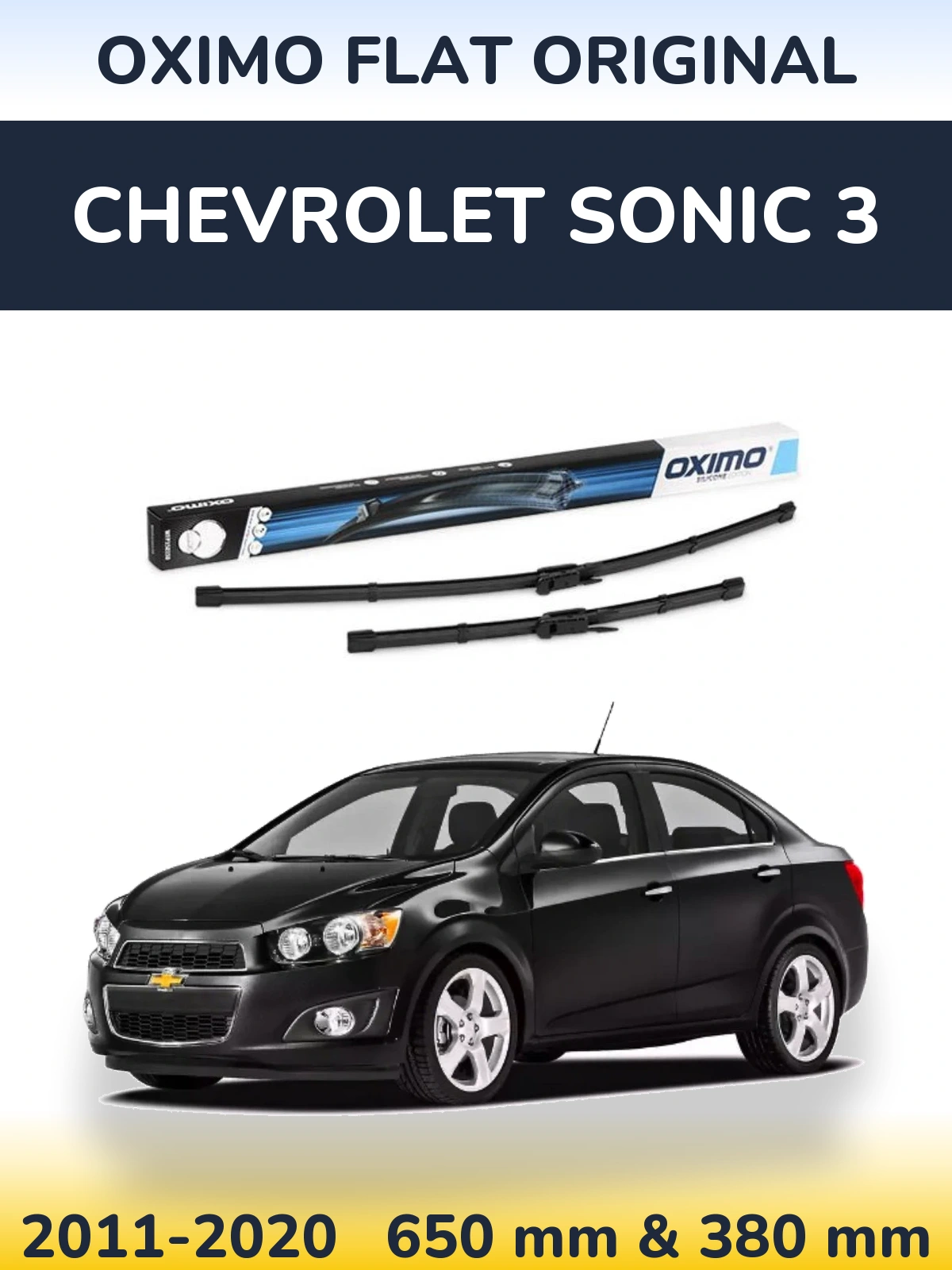 Front wiper blade set Oximo Flat Original 650 & 380 mm for Chevrolet Sonic 3 2011-2020