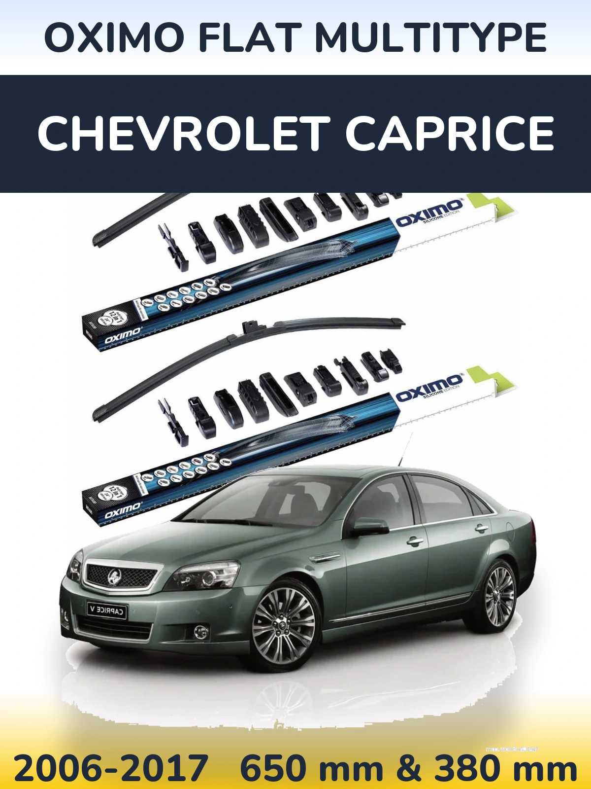 Комплект передних дворников Oximo Flat MultiТипe 650 & 380 мм для Chevrolet Caprice 2006-2017