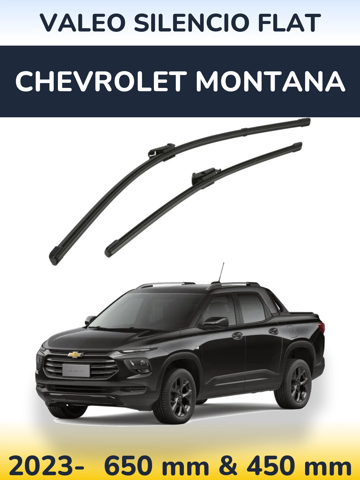 Front wiper blade set Valeo Silencio Flat 650 & 450 mm for Chevrolet Montana 2023-2026