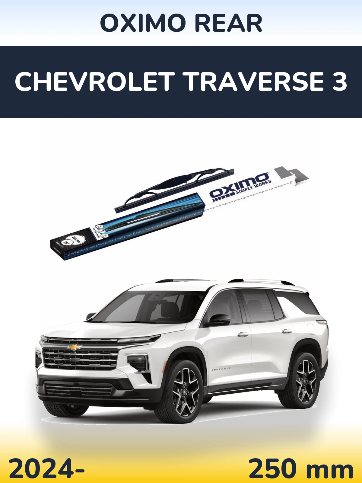 Rear wiper blade Oximo Rear 250 mm for Chevrolet Traverse 3 2024-2026