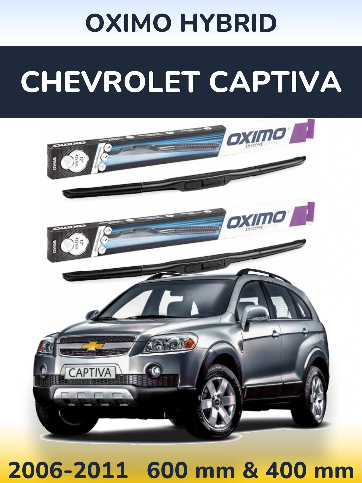 Front wiper blade set Oximo Hybrid 600 & 400 mm for Chevrolet Captiva 2006-2011