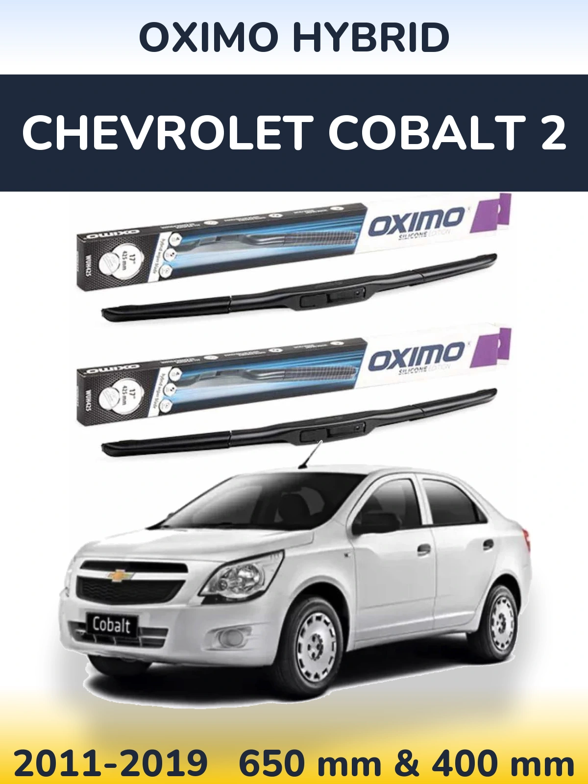 Front wiper blade set Oximo Hybrid 650 & 400 mm for Chevrolet Cobalt 2 2011-2019