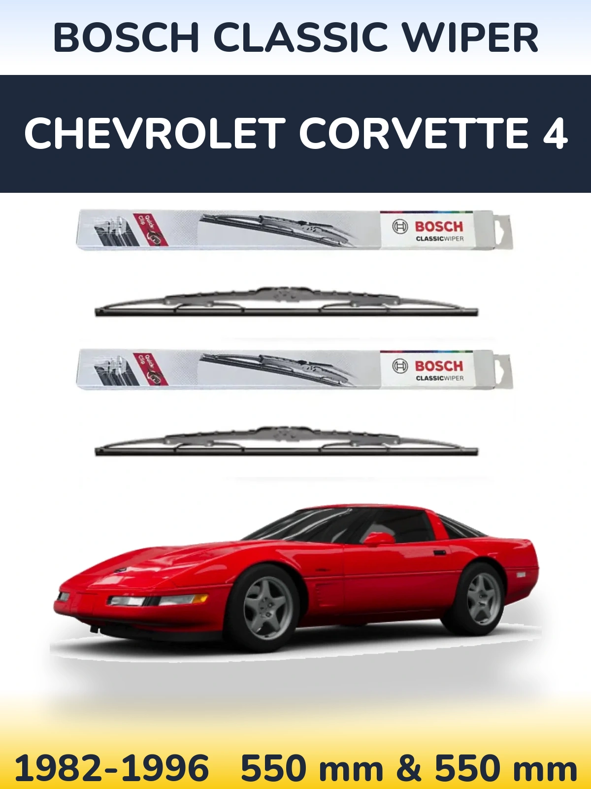 Комплект передних дворников BOSCH Classic Wiper 550 & 550 мм для Chevrolet Corvette 4 1982-1996