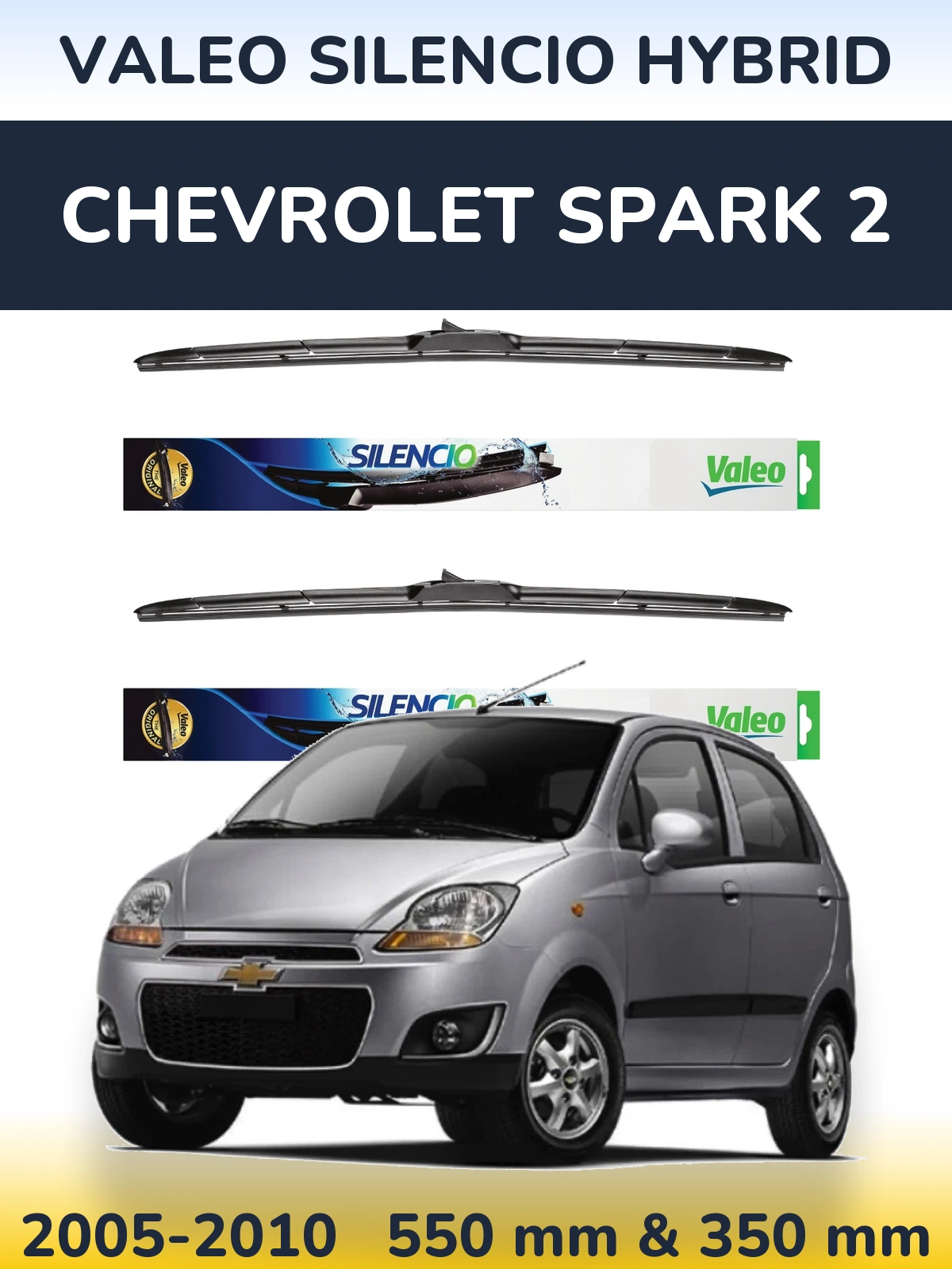 Комплект передних дворников Valeo Silencio Hybrid 550 & 350 мм для Chevrolet Spark 2 2005-2010