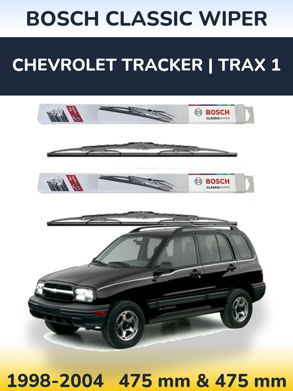 Комплект передних дворников BOSCH Classic Wiper 475 & 475 мм для Chevrolet Tracker | Trax 1 1998-2004