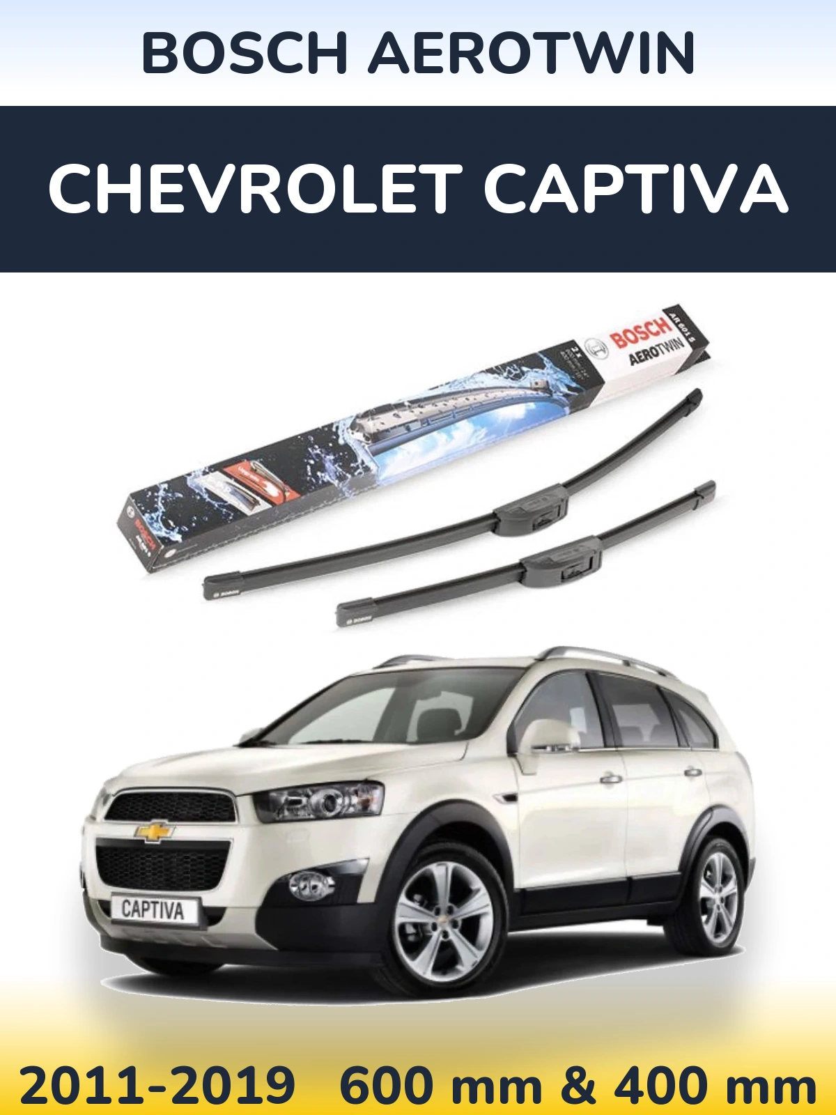 Комплект передних дворников BOSCH AeroTwin 600 & 400 мм для Chevrolet Captiva 2011-2019