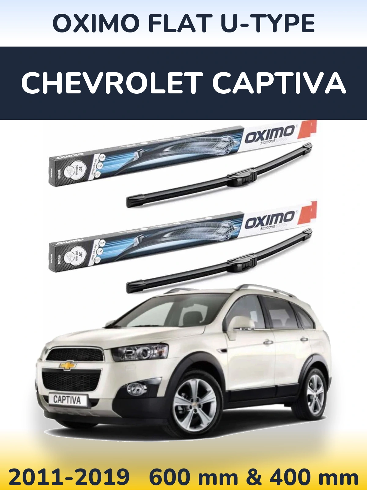 Комплект передніх щіток Oximo Flat U-type 600 & 400 мм для Chevrolet Captiva 2011-2019