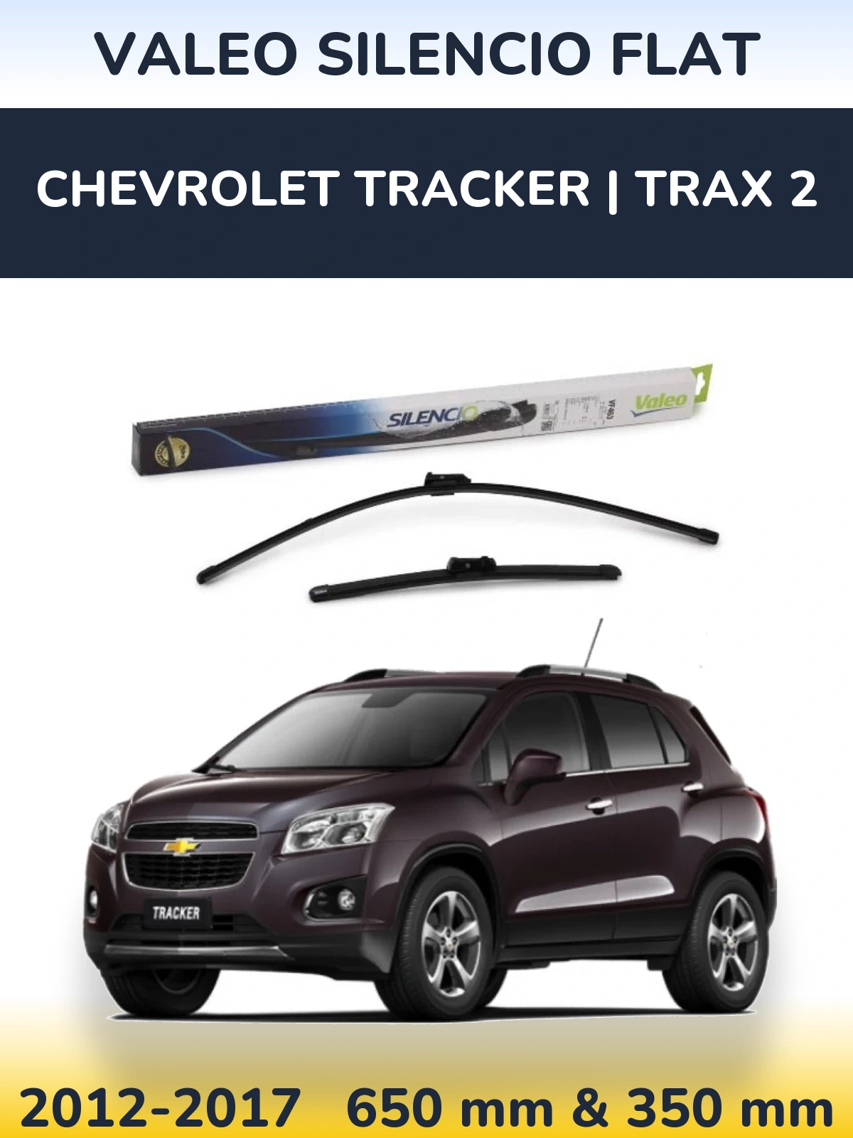 Комплект передніх щіток Valeo Silencio Flat 650 & 350 мм для Chevrolet Tracker | Trax 2 2012-2017