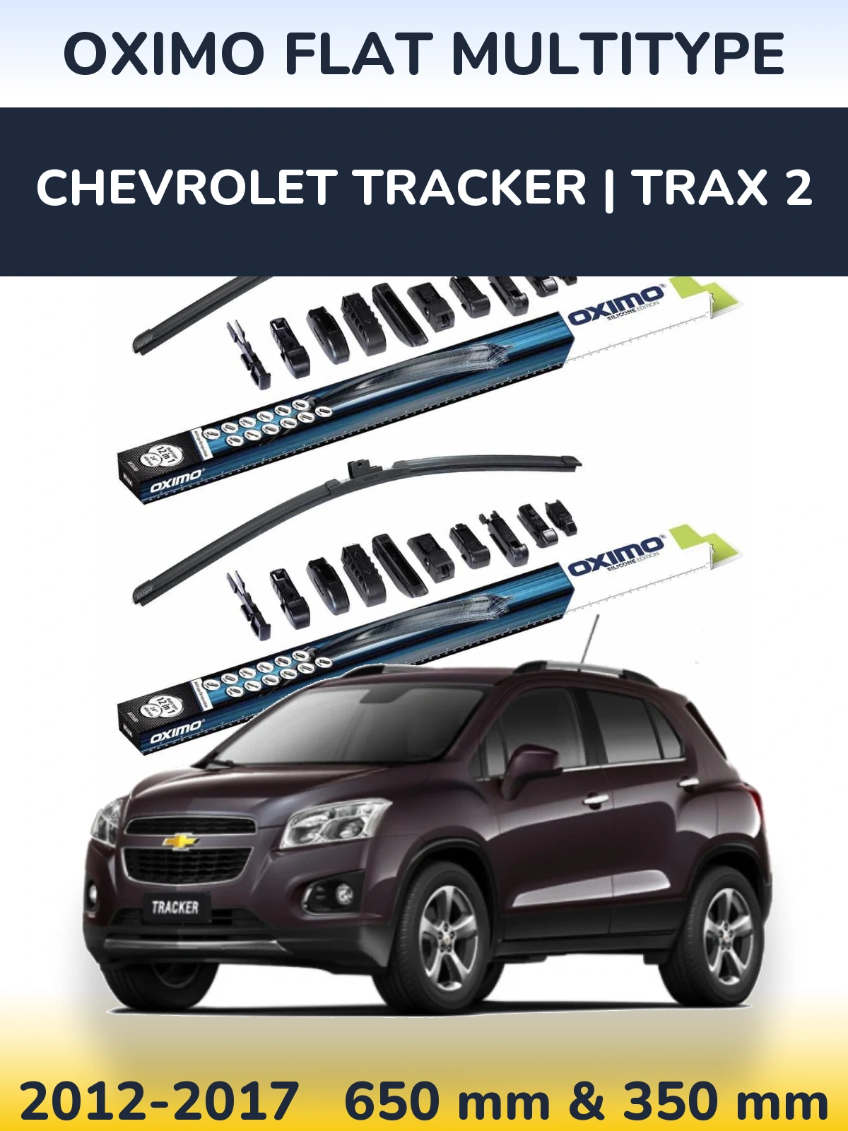 Front wiper blade set Oximo Flat MultiTipoe 650 & 350 mm for Chevrolet Tracker | Trax 2 2012-2017