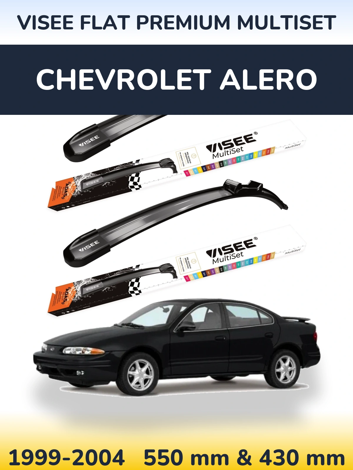 Front wiper blade set VISEE FLAT PREMIUM MultiSet 550 & 430 mm for Chevrolet Alero 1999-2004
