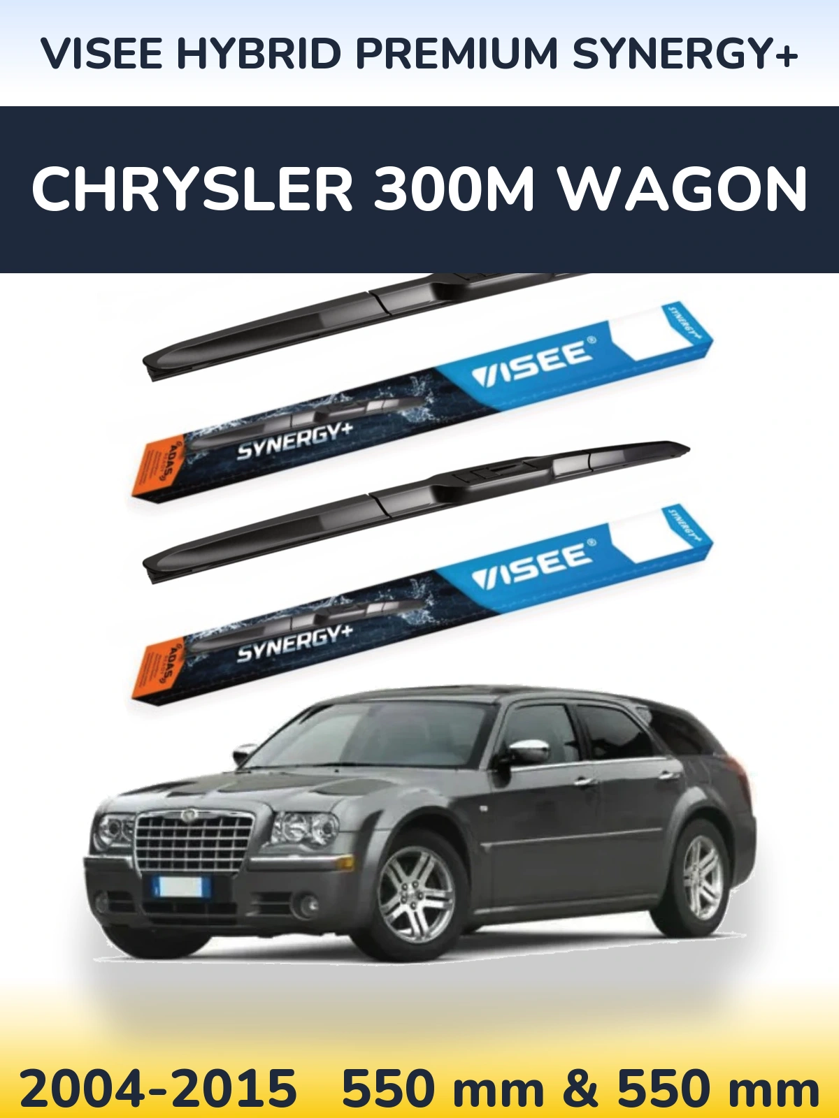 Front wiper blade set VISEE HYBRID PREMIUM SYNERGY+ 550 & 550 mm for Chrysler 300M Wagon 2004-2015