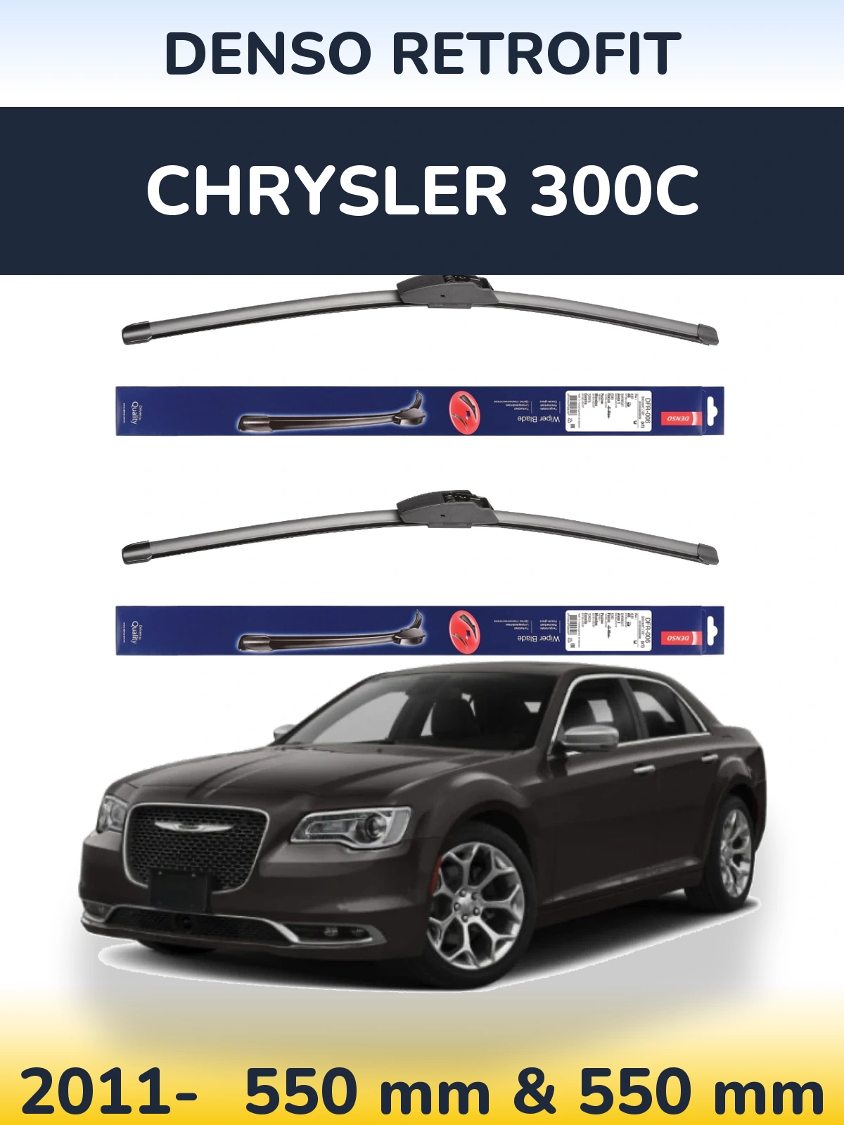 Front wiper blade set Denso Retrofit 550 & 550 mm for Chrysler 300C 2011-2026