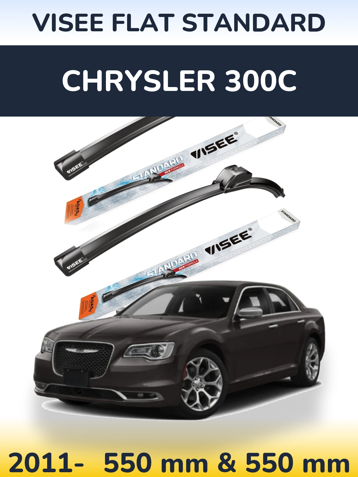 Front wiper blade set VISEE FLAT STANDARD 550 & 550 mm for Chrysler 300C 2011-2026