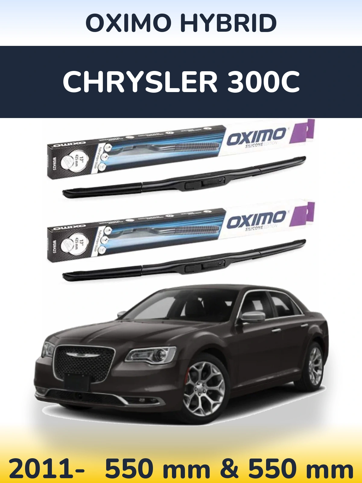 Комплект передних дворников Oximo Hybrid 550 & 550 мм для Chrysler 300C 2011-2026
