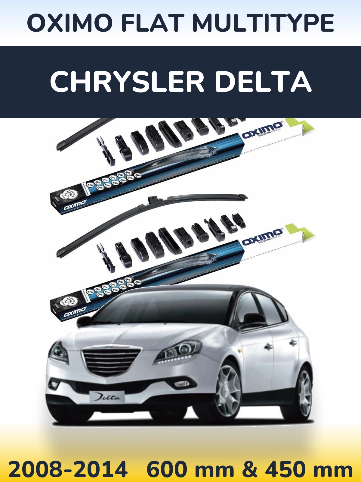 Комплект передних дворников Oximo Flat MultiТипe 600 & 450 мм для Chrysler Delta 2008-2014