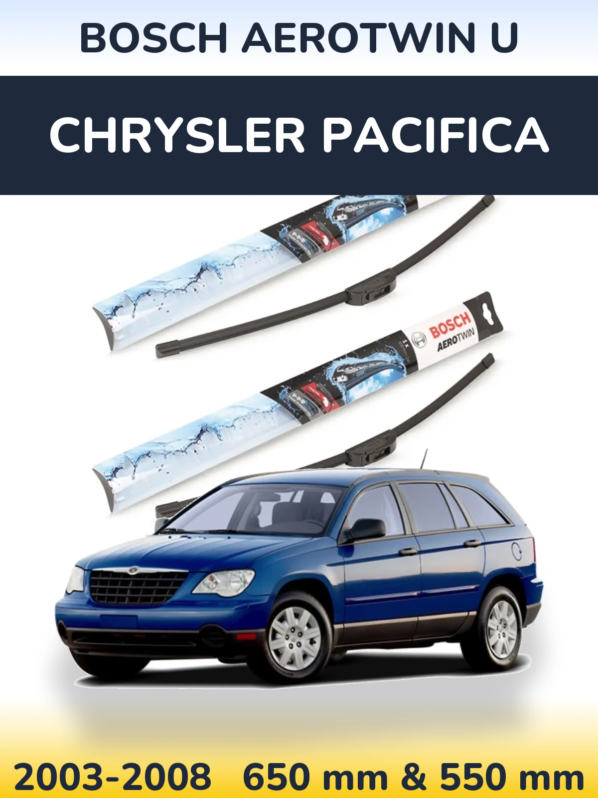 Front wiper blade set BOSCH AeroTwin U 650 & 550 mm for Chrysler Pacifica 2003-2008