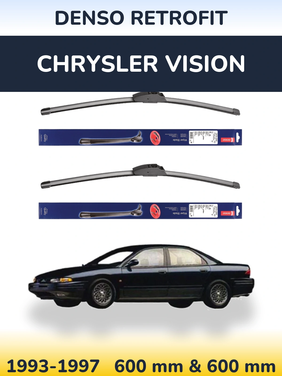 Комплект передніх щіток Denso Retrofit 600 & 600 мм для Chrysler Vision 1993-1997