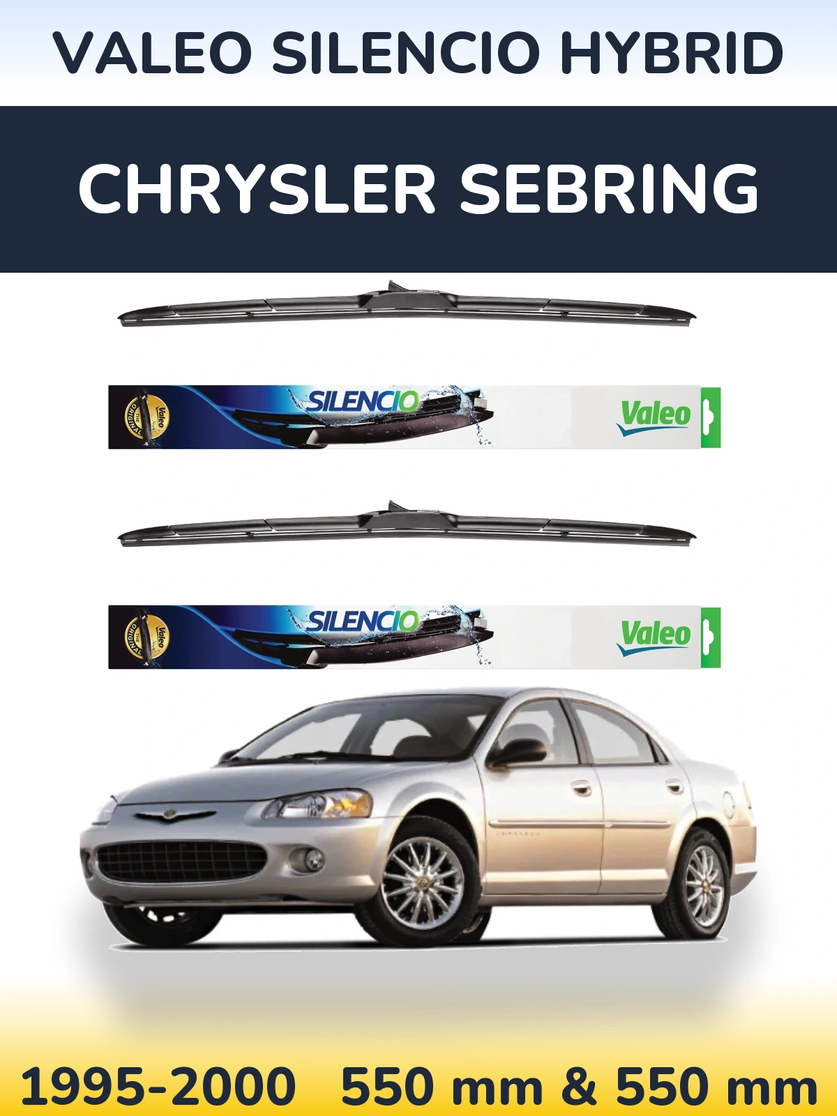 Комплект передних дворников Valeo Silencio Hybrid 550 & 550 мм для Chrysler Sebring 1995-2000
