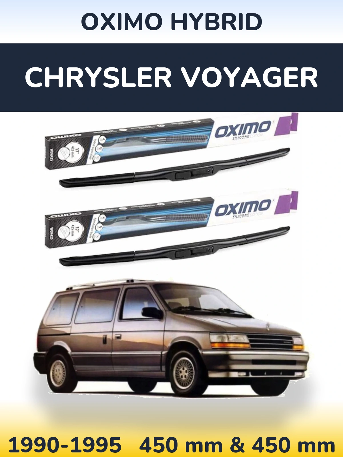 Комплект передних дворников Oximo Hybrid 450 & 450 мм для Chrysler Voyager 1990-1995