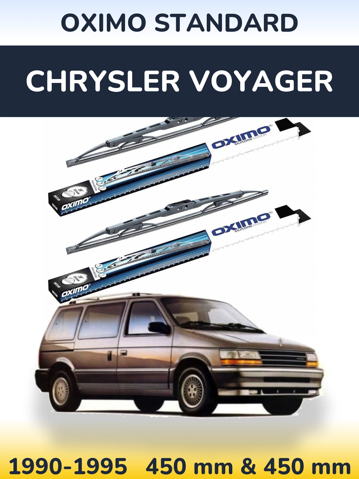 Front wiper blade set Oximo Standard 450 & 450 mm for Chrysler Voyager 1990-1995