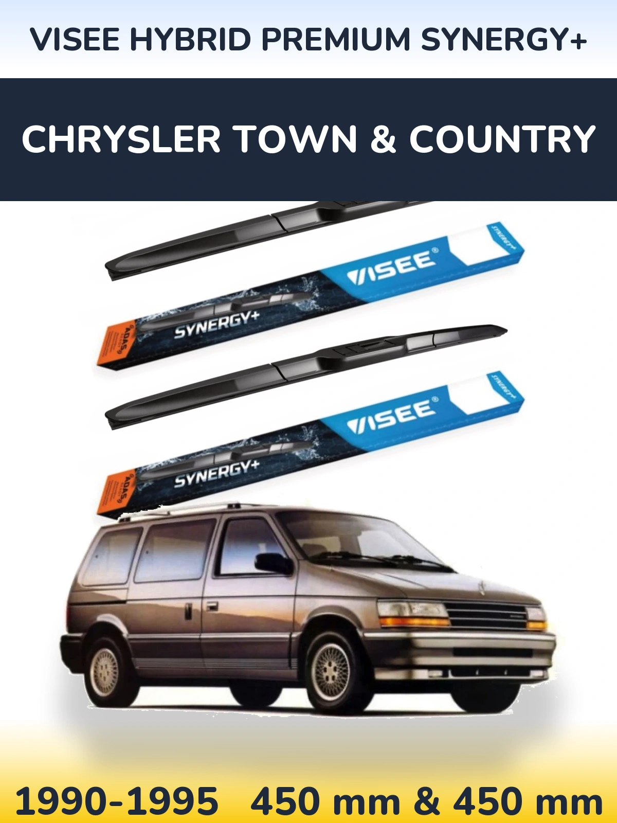 Комплект передніх щіток VISEE HYBRID PREMIUM SYNERGY+ 450 & 450 мм для Chrysler Town & Country 1990-1995