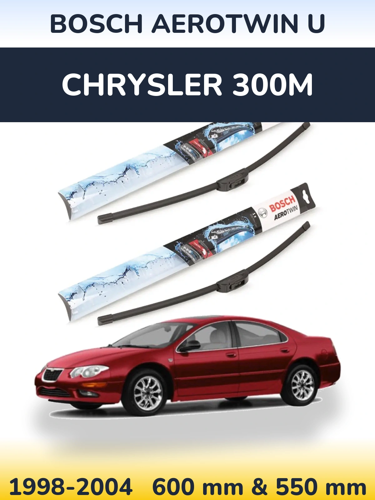 Front wiper blade set BOSCH AeroTwin U 600 & 550 mm for Chrysler 300M 1998-2004