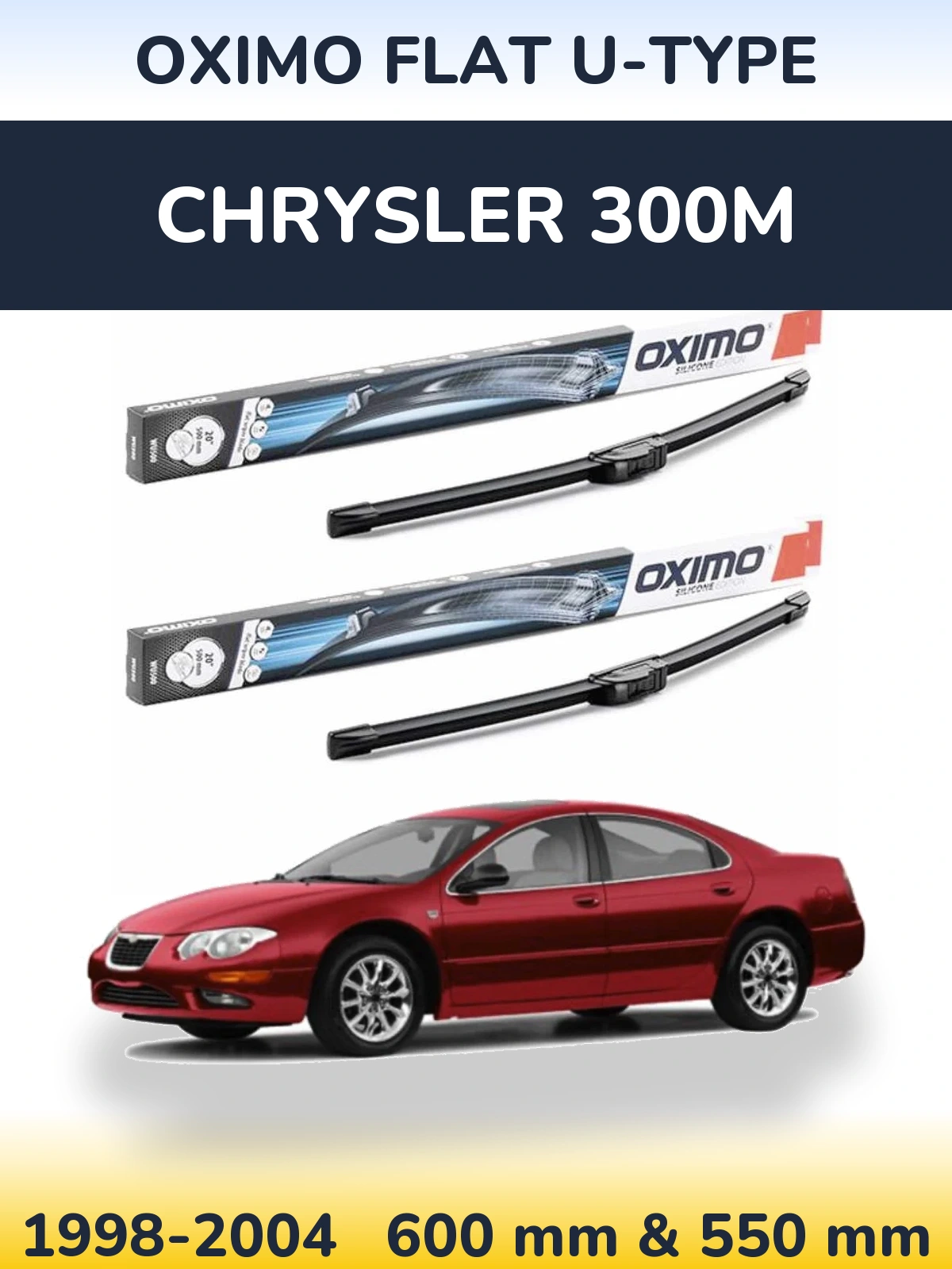 Комплект передних дворников Oximo Flat U-type 600 & 550 мм для Chrysler 300M 1998-2004