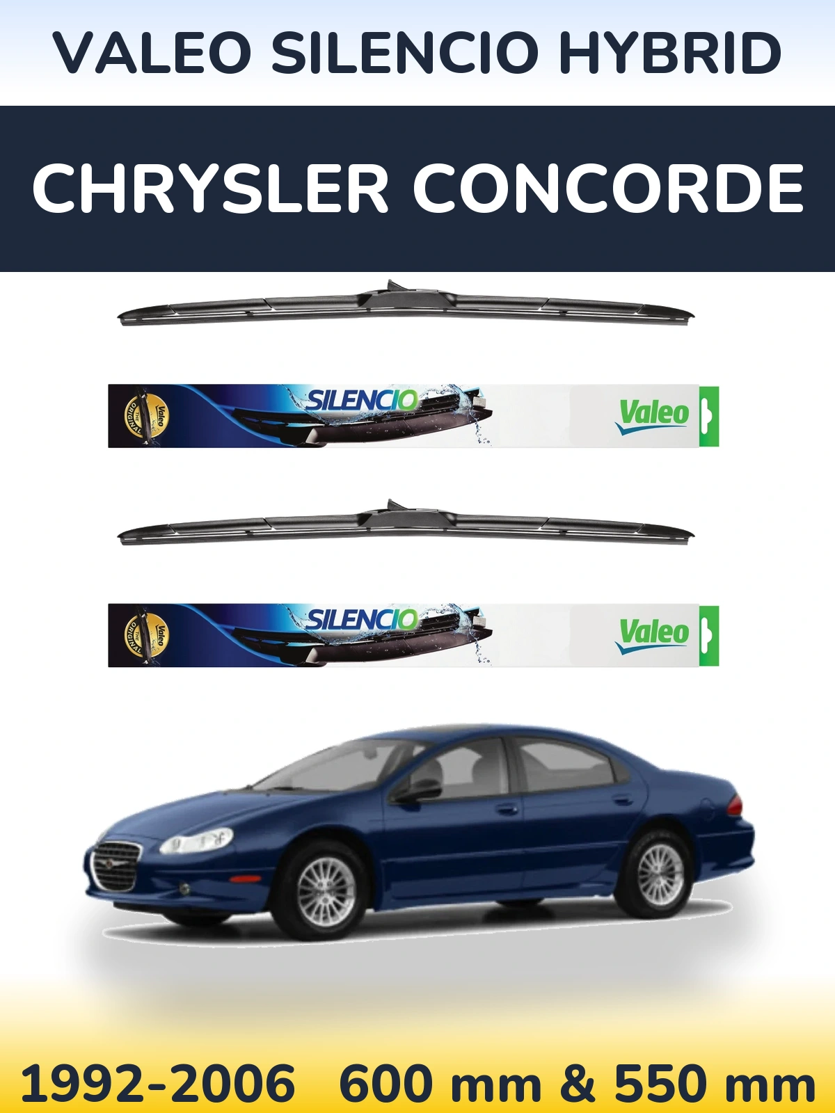 Комплект передніх щіток Valeo Silencio Hybrid 600 & 550 мм для Chrysler Concorde 1992-2006