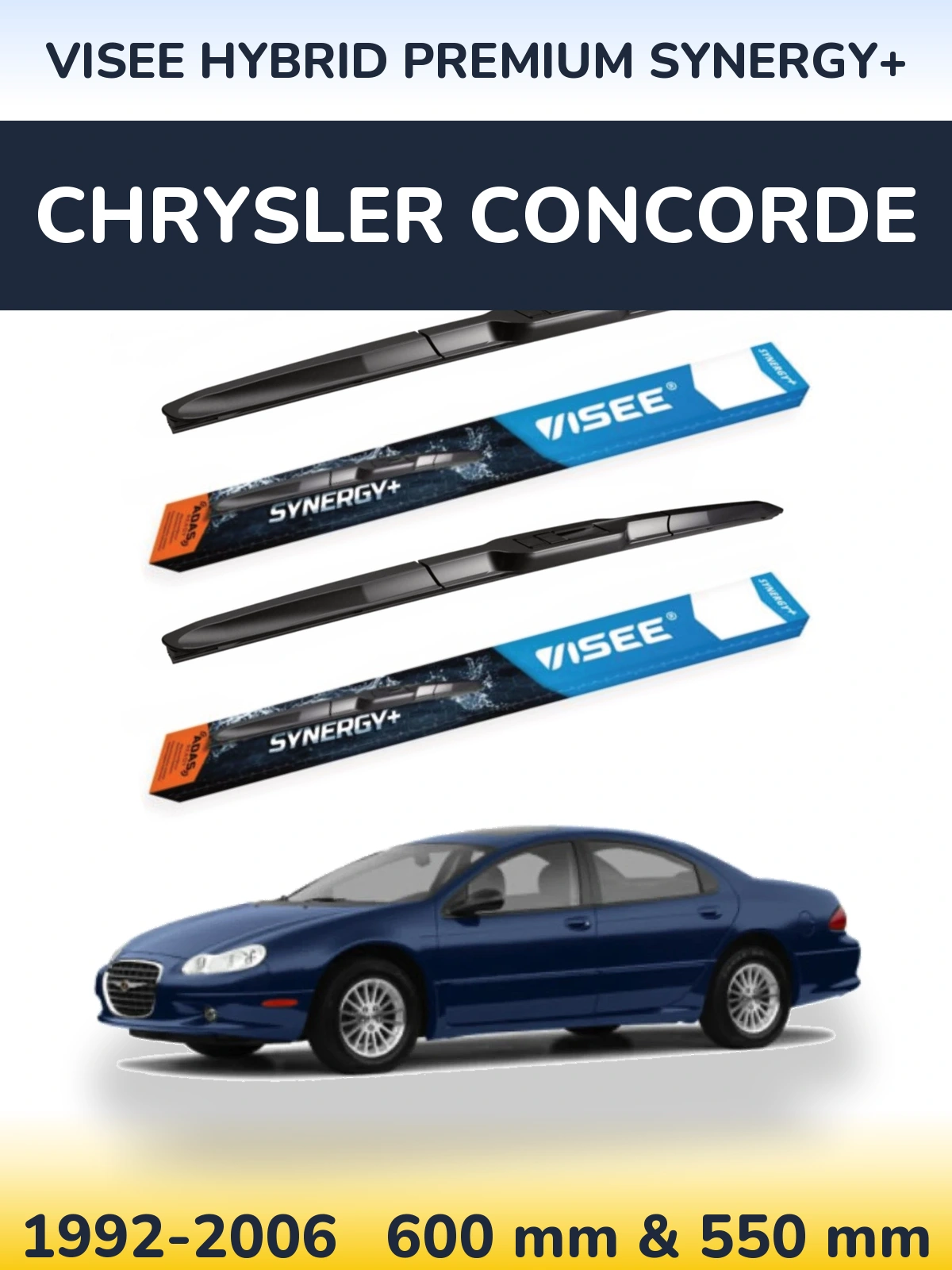 Комплект передних дворников VISEE HYBRID PREMIUM SYNERGY+ 600 & 550 мм для Chrysler Concorde 1992-2006