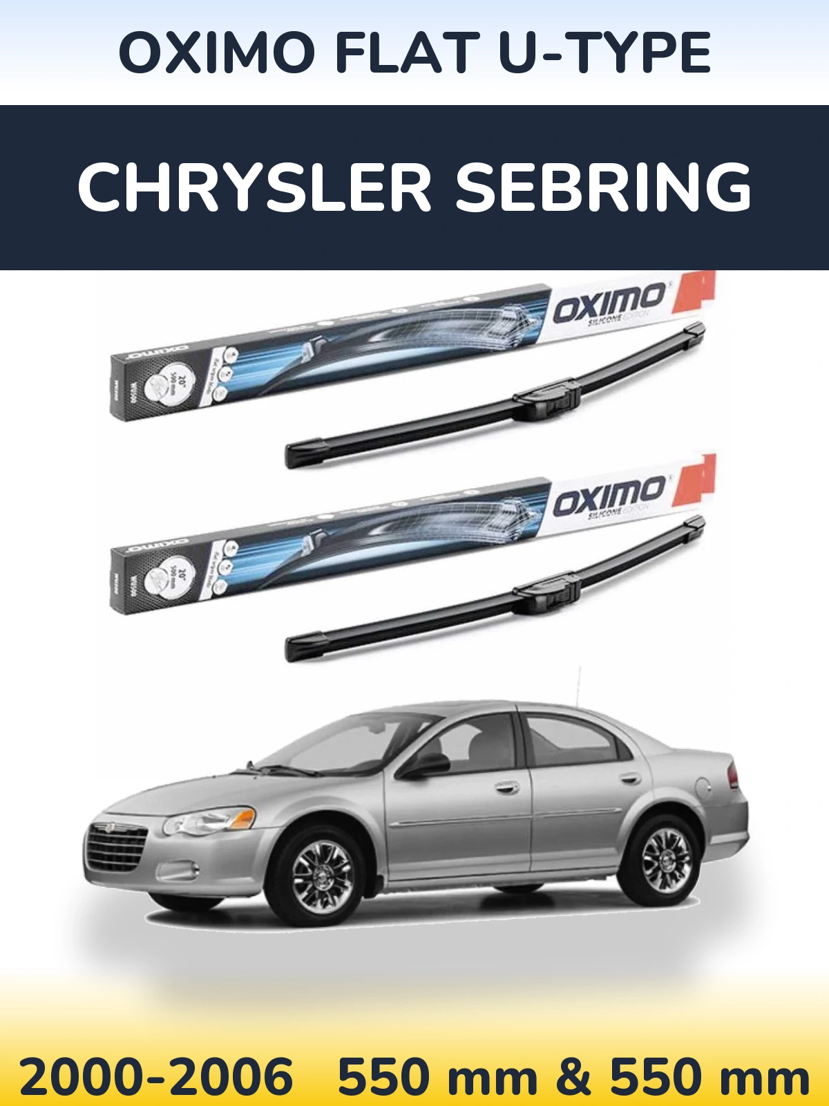 Комплект передних дворников Oximo Flat U-type 550 & 550 мм для Chrysler Sebring 2000-2006