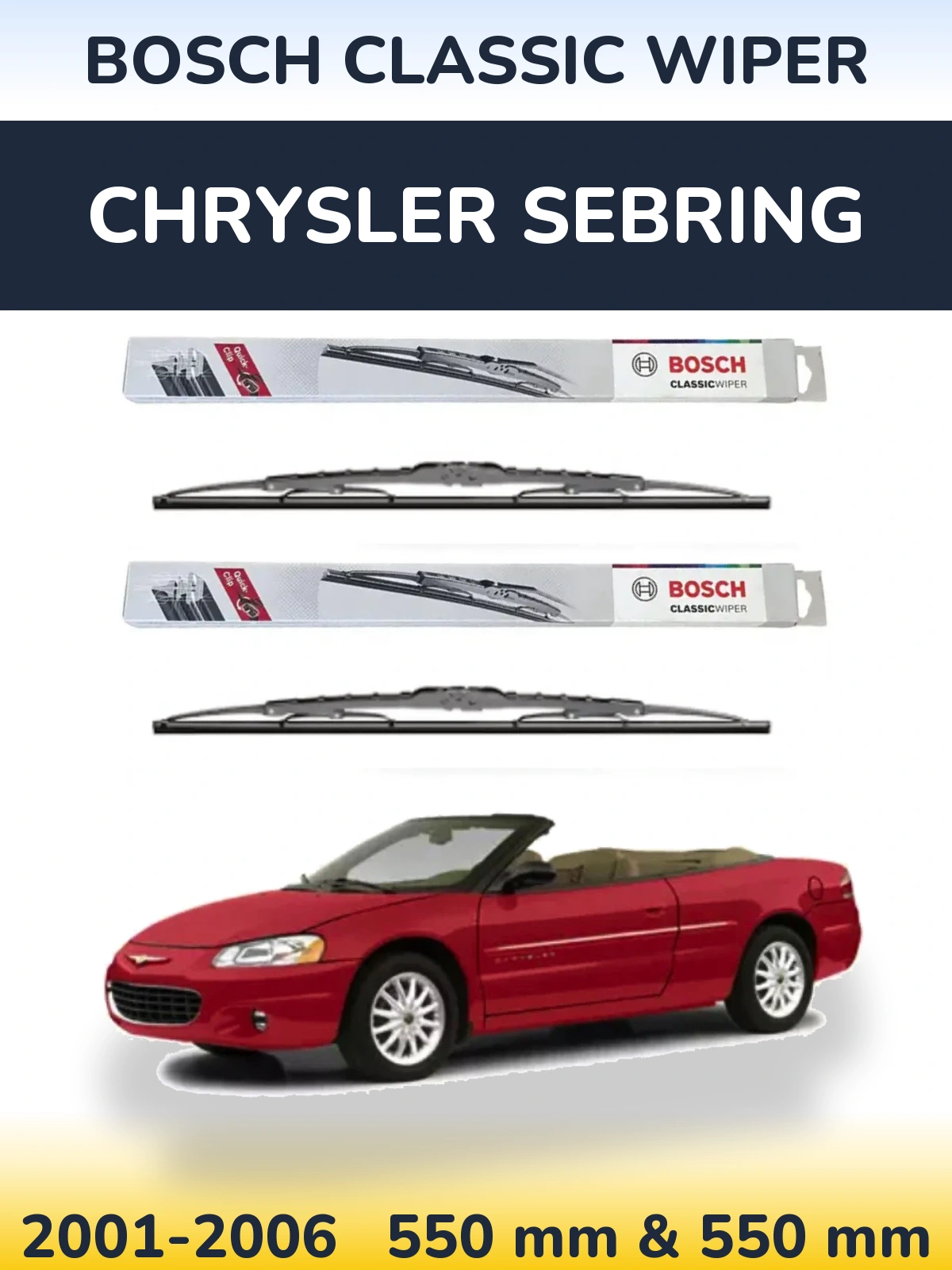 Комплект передних дворников BOSCH Classic Wiper 550 & 550 мм для Chrysler Sebring 2001-2006