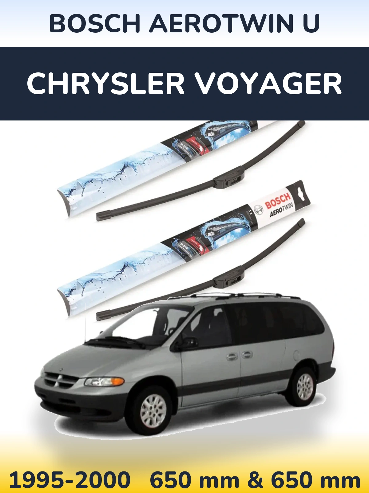 Комплект передних дворников BOSCH AeroTwin U 650 & 650 мм для Chrysler Voyager 1995-2000