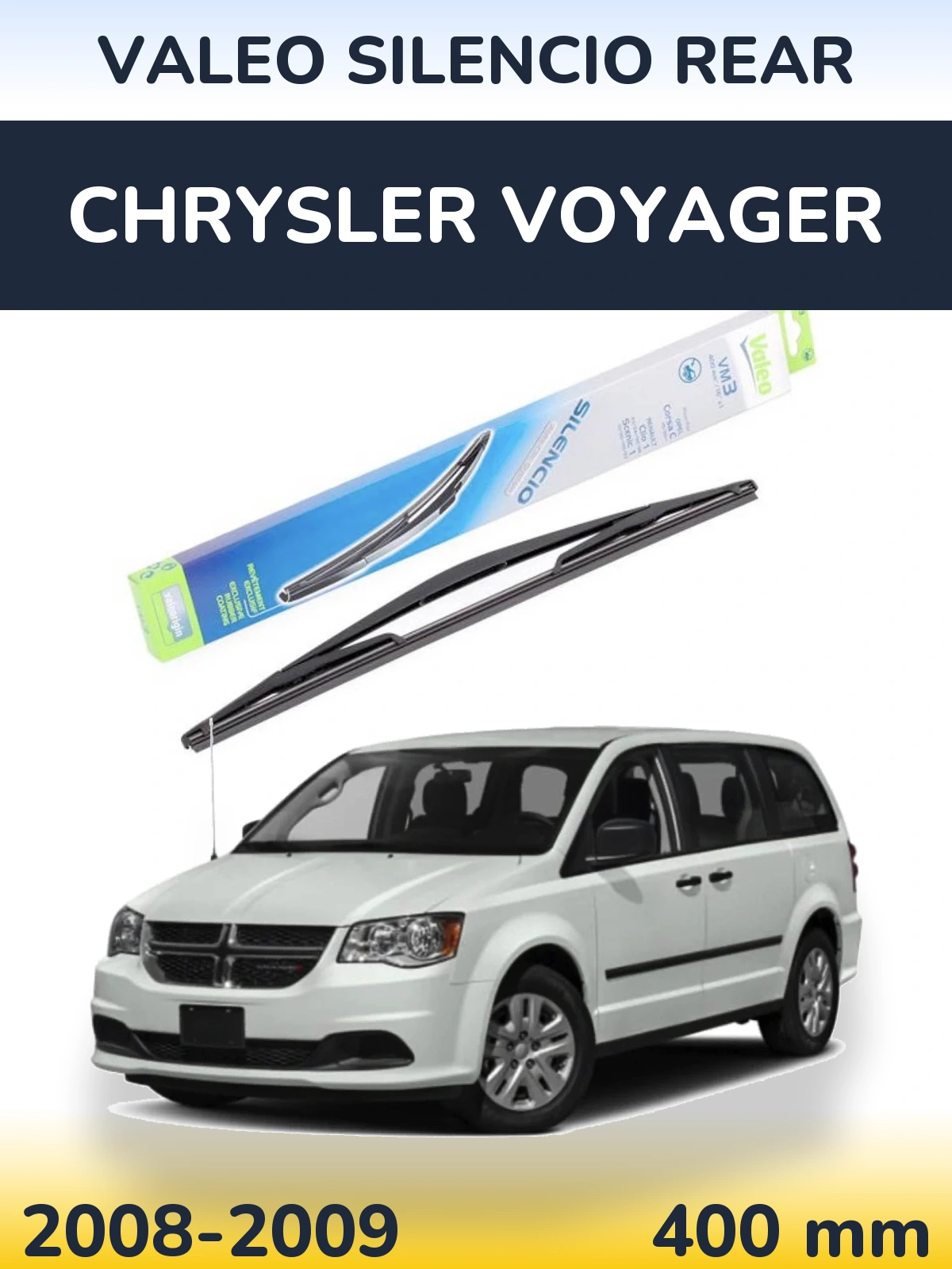 Rear wiper blade Valeo Silencio Rear 400 mm for Chrysler Voyager 2008-2009