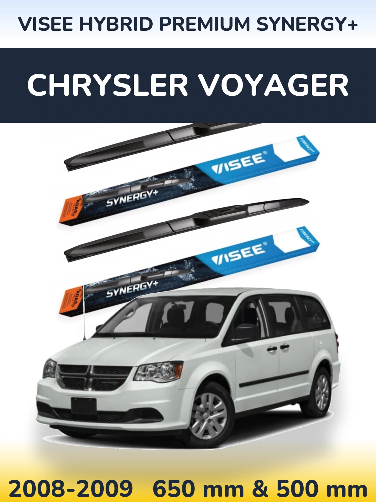 Комплект передних дворников VISEE HYBRID PREMIUM SYNERGY+ 650 & 500 мм для Chrysler Voyager 2008-2009