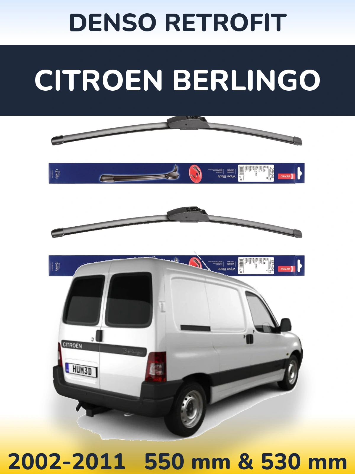 Комплект передніх щіток Denso Retrofit 550 & 530 мм для Citroen Berlingo 2002-2011