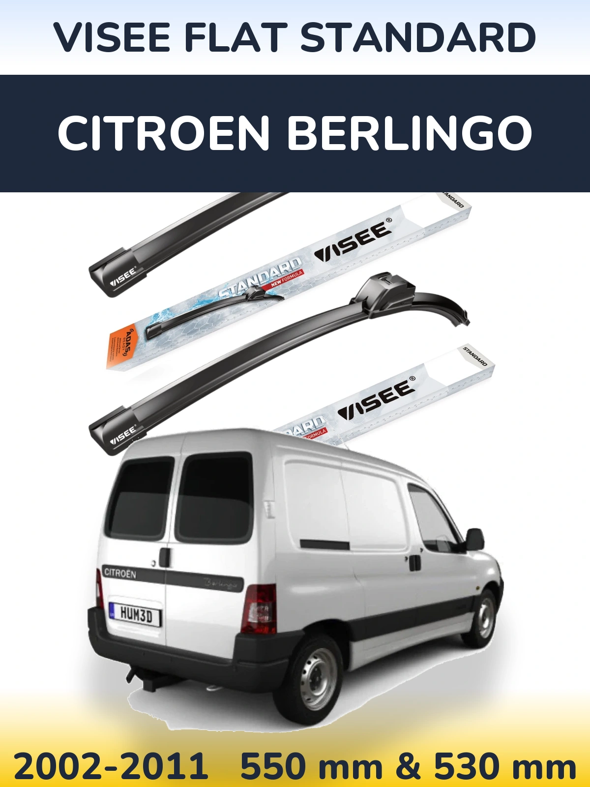 Комплект передних дворников VISEE FLAT STANDARD 550 & 530 мм для Citroen Berlingo 2002-2011