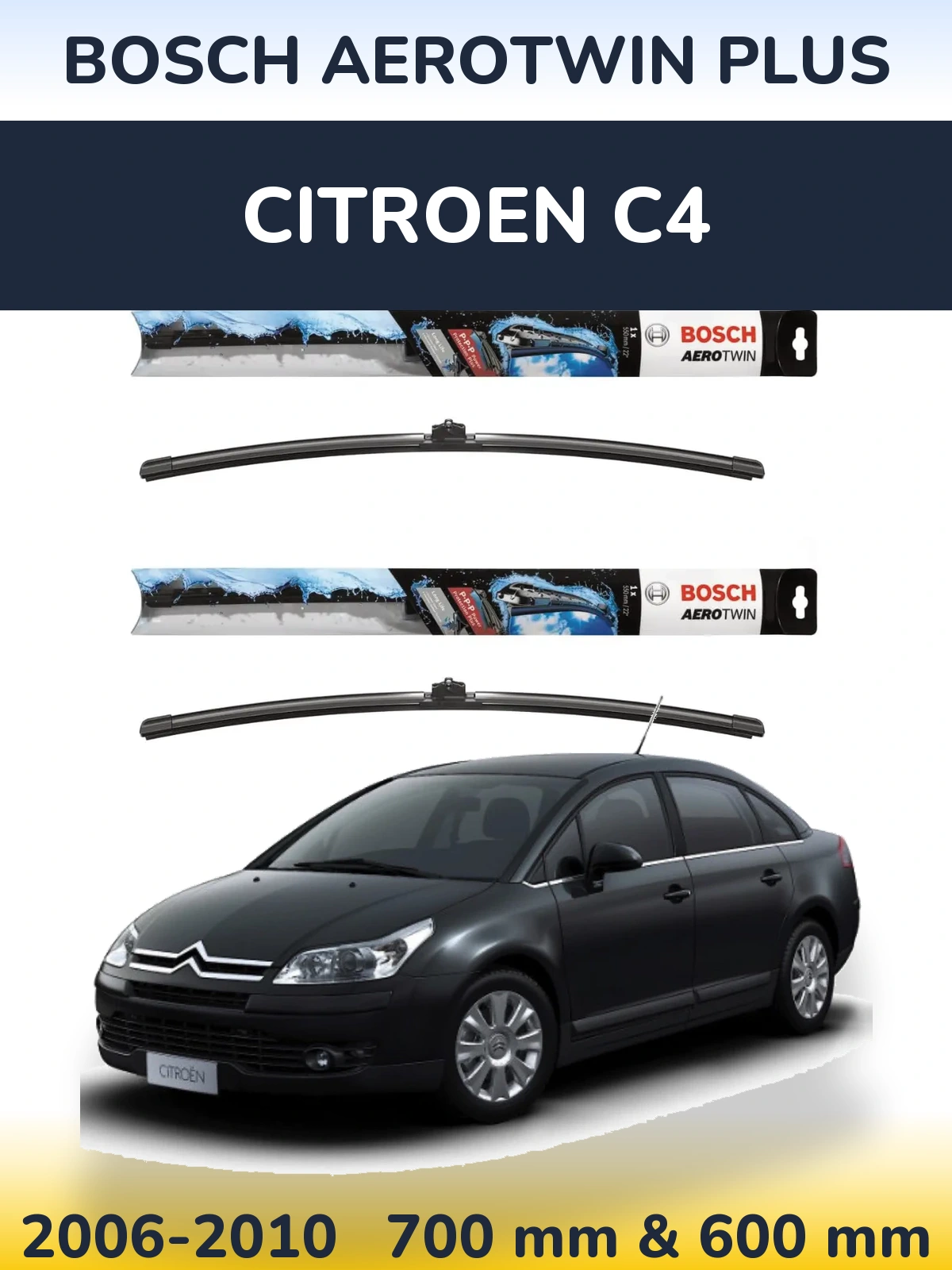 Комплект передних дворников BOSCH AeroTwin Plus 700 & 600 мм для Citroen C4 2006-2010