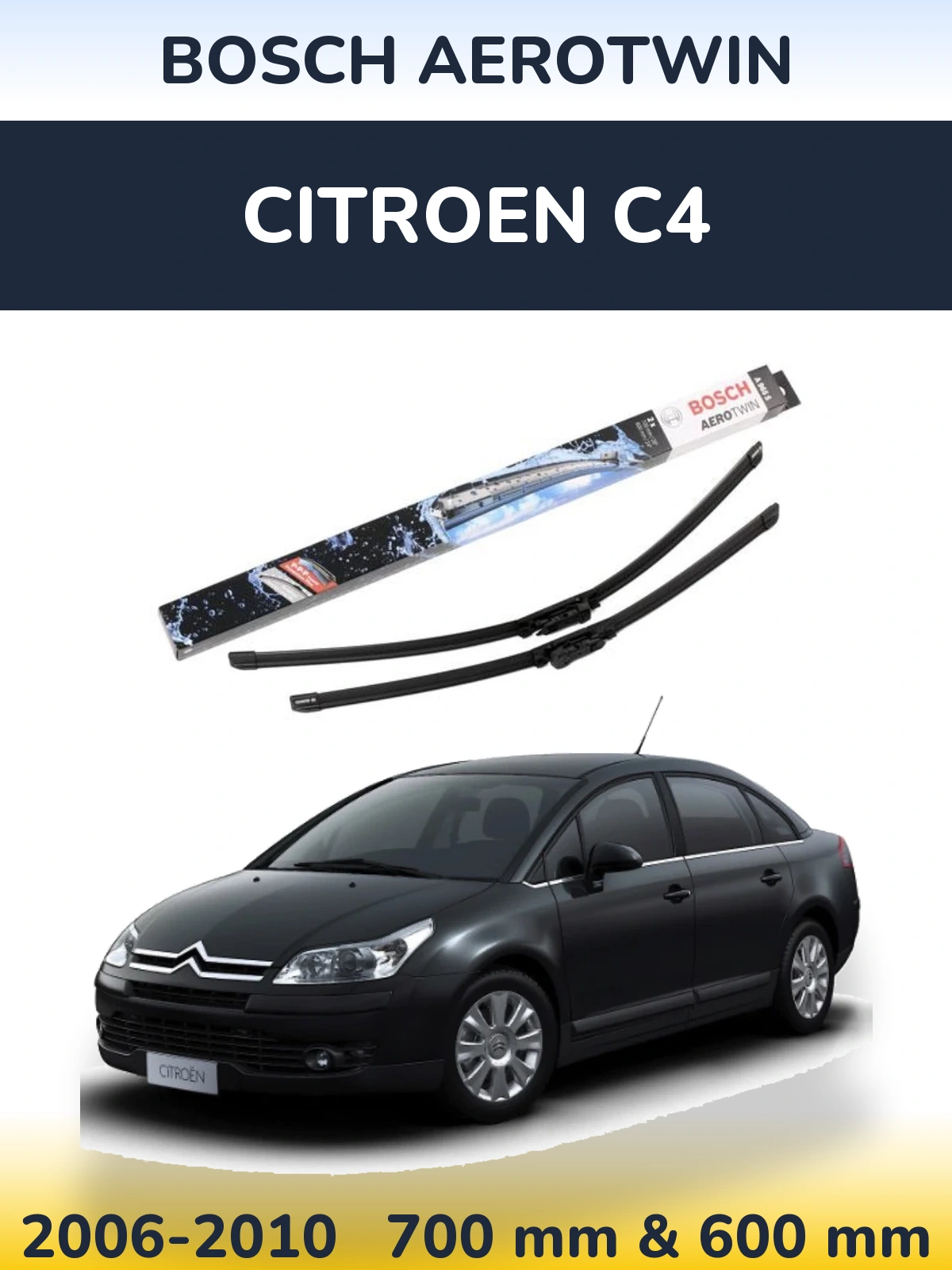 Комплект передніх щіток BOSCH AeroTwin 700 & 600 мм для Citroen C4 2006-2010