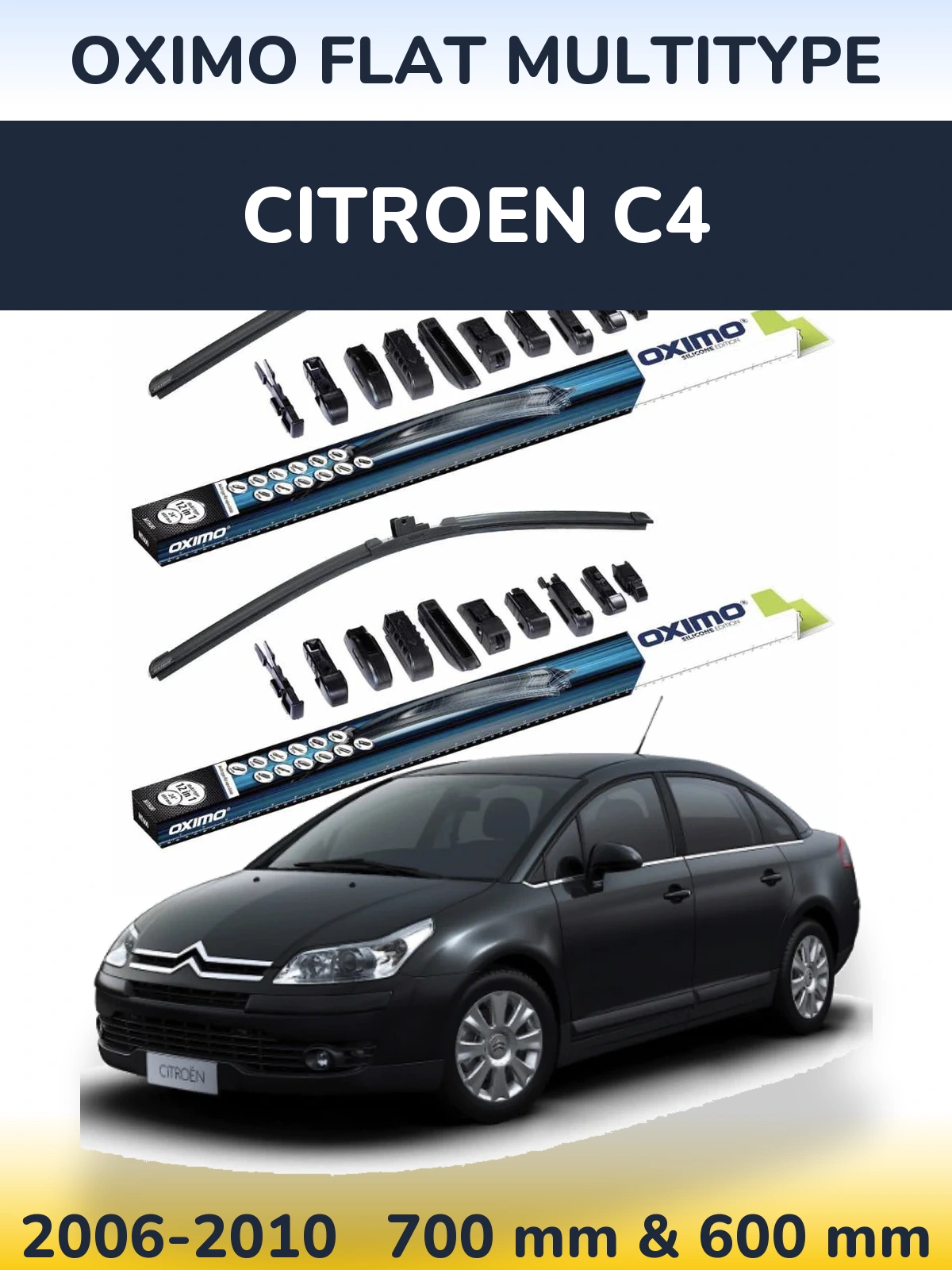 Front wiper blade set Oximo Flat MultiTipoe 700 & 600 mm for Citroen C4 2006-2010