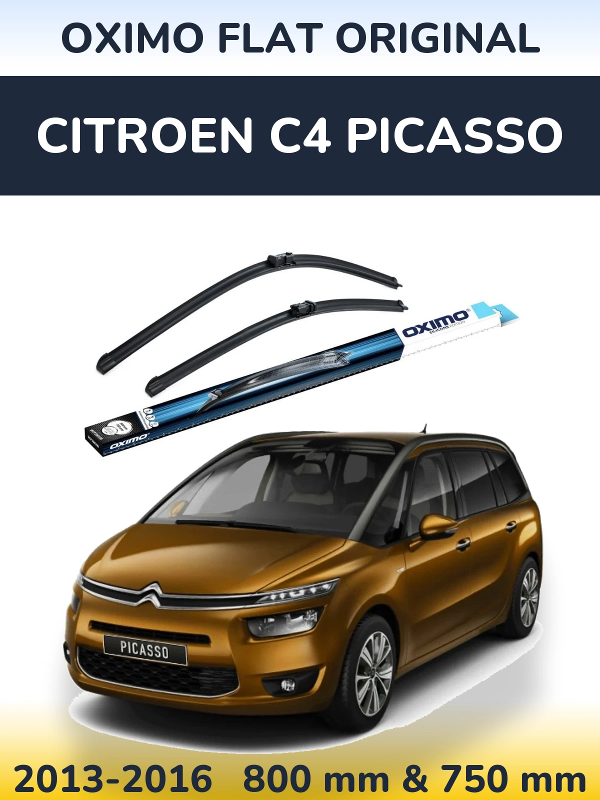 Комплект передніх щіток Oximo Flat Original 800 & 750 мм для Citroen C4 Picasso 2013-2016