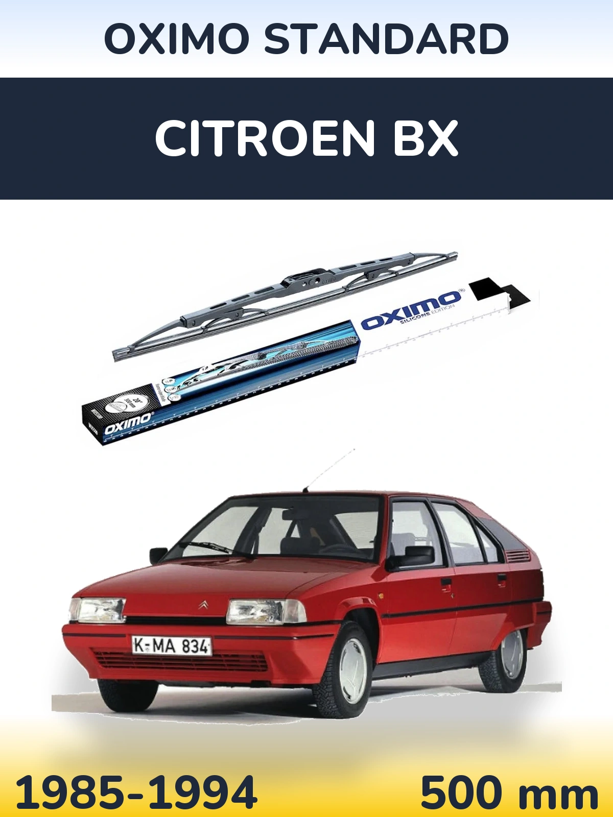 Rear wiper blade Oximo Standard 500 mm for Citroen BX 1985-1994